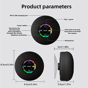 Meilleures ventes BTS07 Haut-parleur sans fil LED Portable Étanche Ventouse <span class=keywords><strong>Mini</strong></span> haut-parleur de douche - Product Image 5