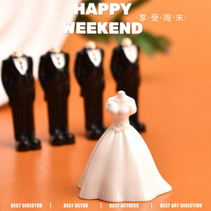 Miniatura de Vestido de Novia y Traje de Resina para Manualidades, Decoración de Mesa, Escena en Miniatura, Accesorios para Casa de Muñecas - Product Image 3