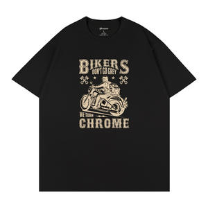 Camiseta con estampado cromado de Bikers Don't Go Grey, ropa de motocicleta de algodón de manga corta unisex negra Q202 - Product Image 1