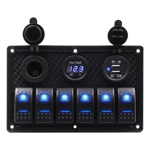 WCH 6+3 Boat <b>Switch</b> Panel With Voltage Meter <b>USB</b> Charger For RV Yacht Control Blue Red Green - Product Image 4