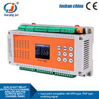 Controlador PLC Huaqingjun 24DI 24DO con Salidas de Relé, 2 Canales de Entrada Analógica de 0-5V 0-10V, RS485 Modbus para Automatización