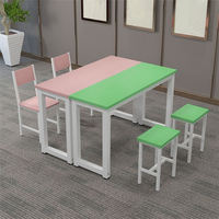 Gran oferta, muebles escolares coloridos, Material de acero, mesa de lectura para biblioteca de estudiantes, juego de escritorio y silla para estudiantes de jardín de infantes de madera