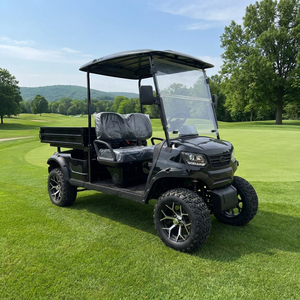 Nouvelle conception de voiturette de golf électrique noire à 2 places homologuée pour la route avec benne de chargement, véhicule <span class=keywords><strong>utilitaire</strong></span> électrique tout-terrain pour l'extérieur - Product Image 4
