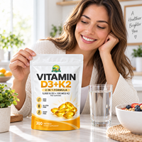 Fabricant de compléments alimentaires en marque blanche OEM, capsule de vitamine D3 K2 en gélule molle pour hommes - Améliore la densité osseuse, femmes enceintes