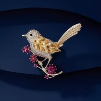 1 pièce Nouvelle Broche Oiseau Tendance pour Femme, Broche Animale Haut de Gamme Incrustée de Diamants, Design de Niche, Accessoire de Costume