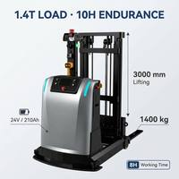 Robot de palettisation autonome 1.4T AGV CQD-1400, chariot élévateur sans conducteur à laser SLAM pour allées étroites, capacité de levage de 3 m, pour la logistique d'entrepôt