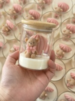 Lilin Aroma Kedelai Buatan Tangan Ramah Lingkungan Joyway - Desain Beruang Biru Unik untuk Hadiah Baby Shower, Pernikahan, Natal