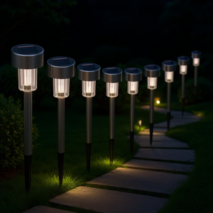 Luces Solares LED de Acero Inoxidable para Jardín, 2700K Blanco Cálido, IP65 Impermeables, Lámpara para Césped, Patio y Caminos - Product Image 2