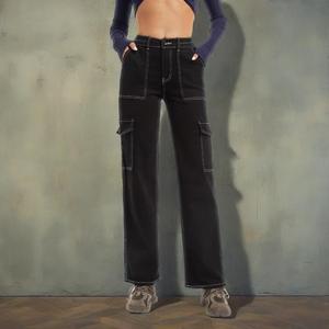 กางเกงคาร์โก้ผู้หญิงกางเกงลำลองเอวสูงมีกระเป๋า - Product Image 1