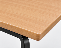 Bureau d'étude carré moderne pour étudiants, plateau en bois, pieds en métal noir, mobilier scolaire pour salle de classe, salle de formation, bibliothèque, salle à manger, réglable en hauteur
