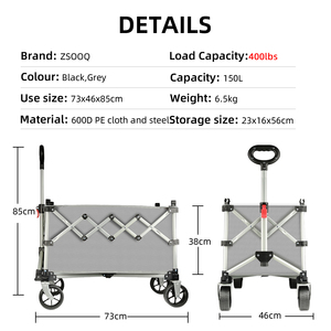 Zusammenklappbarer Einkaufs- und Picknickwagen, Tragbarer Outdoor-Transportwagen mit Vier Rädern, Robuster Campingwagen mit Großer Kapazität - Product Image 4