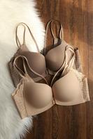 Conjunto de Sujetador Push-Up sin Costuras para Mujer, sin Espalda, con Cierre Frontal, sin Varillas, Realza el Busto Pequeño, Copa Delgada con Logotipo, para Pecho Plano, de Poliamida
