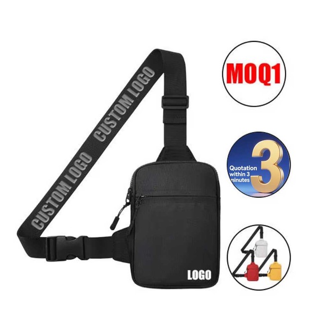 Custom Techwear Chest Pack Minimalist Nylon Sling Bag Functional Tactical Utility Gear for Commuting Travel Hiking Outdoor