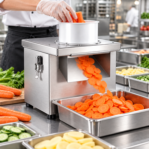 Máquina Cortadora de Vegetales Comercial de 350W, Cortadora de Alimentos Eléctrica de Acero Inoxidable con Grosor Ajustable para Cocina de Restaurante - Product Image 1