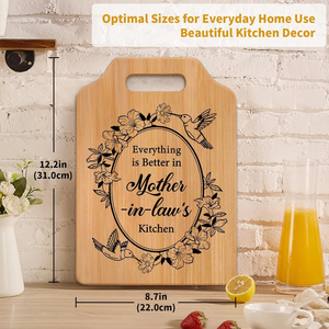 Tagliere in bambù inciso con manico, decorativo per cucina, idea <span class=keywords><strong>regalo</strong></span> per inaugurazione casa, mamma, nonna - Product Image 6