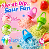 Bonbons en gros personnalisés en forme de seau avec poudre aigre, saveur fruitée, sucettes dures pour enfants
