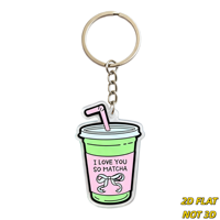 Porte-clés en acrylique mignon à thème boisson au matcha, avec breloque 'I Love You so Matcha' (mot playfully punnu), pour clés, sacs et sacs à dos, accessoire ludique pour les amateurs de cuisine