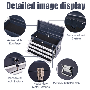 Manufacturer Direct 21" Portable <b>Heavy</b>-<b>Duty</b> Industrial Metal <b>Tool</b> <b>Box</b> 4-Drawer Locking <b>Tool</b> Chest EVA Liners for Workshop Repair - Product Image 6