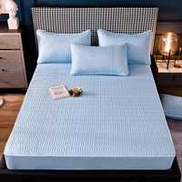 AOYATEX Linge de Maison Housse de Matelas Protectrice Imprimée Couleur Unie Luxe et Douce Ensemble Housse de Lit Imperméable Fixe