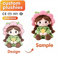 Poupée en peluche personnalisée Fille à Fleurs, Peluche Tressée Douce pour Fille, Vente en Gros OEM ODM, Logo Personnalisé pour Cadeaux d'Enfants et Cadeaux Promotionnels