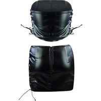 Ensemble coordonné haut corset et jupe en similicuir pour femme KY, jupe mini taille haute sans bretelles avec lacets, tenue deux pièces