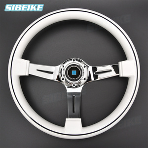 350mm 14inch White Steering Wheel Plated Chrome Frame ABS Steering Wheel Fit Car and Simulation PC <strong>Game</strong> - Product Image 4