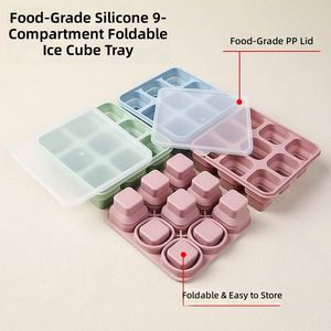 Moule à glaçons pliable en silicone de qualité alimentaire avec couvercle, congélation rapide, démoulage facile, bac à glaçons sphériques, nouveau style domestique - Product Image 1