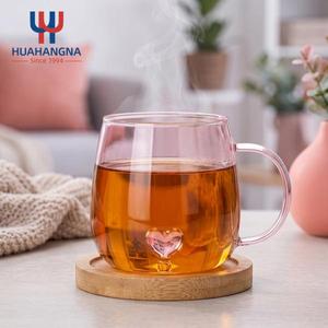 Custom Logo 3D Heart Design Double <b>Wall</b> Glass Mug Heat Resistant Coffee Cup with Handle for Wedding Gift Promotion Wholesale - Product Image 4