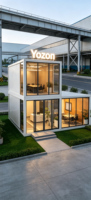 Bâtiment modulaire en conteneurs à 2 étages, maison préfabriquée portable avec escalier extérieur pour poste de garde, boutique, studio, hébergement