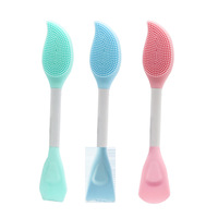 Brosse à masque facial double embout en silicone, spatule de mélange manuelle, brosse spéciale en silicone pour masque de boue beauté