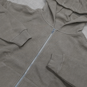 Sweat à capuche vintage streetwear personnalisé, coupe carrée et courte, en tissu gaufré, avec fermeture éclair, haute qualité, couleur unie, pour homme, très vendu - Product Image 5