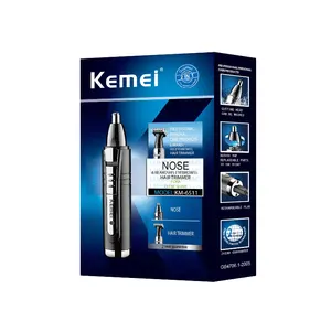 Kemei KM-6511新款2 in1鼻子修剪器男士美容鼻子和耳朵头发修剪器鼻子脱毛