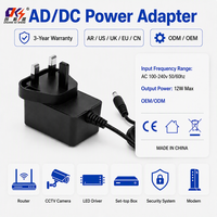 Alimentation murale personnalisable AC/DC 12V 1A avec prise UK – Adaptateur secteur pour éclairage et affichage