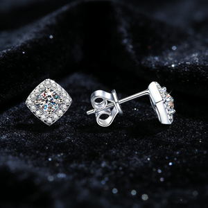 Luxe S925 sterling zilveren miniatuur suikerklontje moissanite diamanten oorringen voor heren en dames - Product Image 2