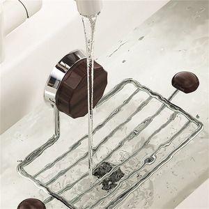 <span class=keywords><strong>Porte</strong></span>-<span class=keywords><strong>savon</strong></span> en métal avec 2 crochets, finition grain de bois, support en fil d'acier inoxydable 201, support multifonctionnel <span class=keywords><strong>vintage</strong></span> pour appartement - Product Image 4