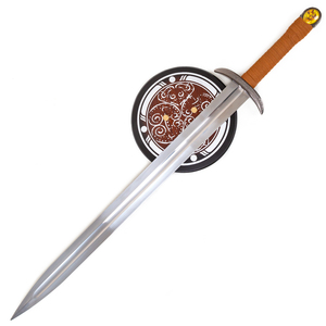 ดาบแฟนตาซีคลาสสิกจากภาพยนตร์/เกม ด้ามจับหุ้มหนังสีน้ำตาล หัวดาบทรงกลมแบบวินเทจ สำหรับคอสเพลย์และสะสม - Product Image 2