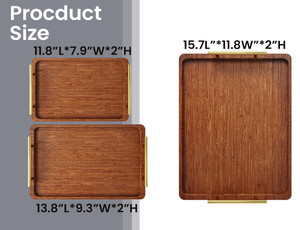 Wholesale Elegant Metal Handle Design Bamboo Serving Tray Ottoman Decorative Trays Platter for <strong>Eating</strong> Breakfast - Product Image 6
