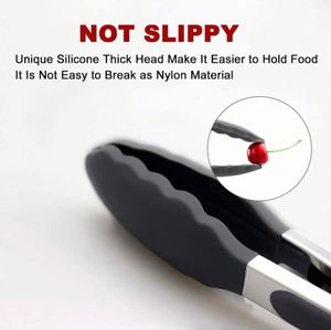 Silicone de qualité alimentaire SUS # Pince de cuisine moderne en acier inoxydable 430 avec verrouillage, ensemble de barbecue écologique, personnalisable avec logo - Product Image 3
