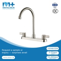 Robinet de cuisine mitigeur Metalique 330003-LS brossé 8 pouces à montage sur plan, moderne, facile à installer, 2 poignées, 2 trous, rotation à 360 degrés