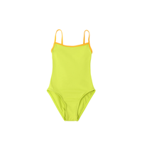 Justaucorps de ballet pour filles, en nylon et élasthanne extensible, avec bretelles spaghetti et bordure colorée, idéal pour la danse et la scène