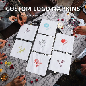 Custom Logo Disposable 2-Ply High Quality Paper <b>Tissue</b> Cocktail Napkin Serviettes Printed 2ply Paper Napkins in Bag Style - Product Image 3