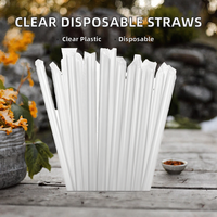 Pailles droites jetables en plastique transparent de haute qualité, très vendues, 12mm*230mm de diamètre, pour camping, fêtes, boissons, personnalisables CN