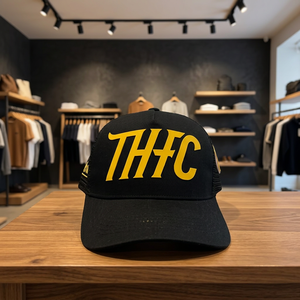 Wholesale <b>Black</b> Mesh Trucker Hat Gold Foil Logo 6-Panel Adjustable <b>Cap</b> Unisex Casual Style Curved Brim Gorras <b>Baseball</b> <b>Cap</b> Hat - Product Image 2