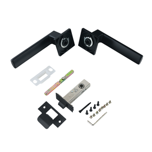 Mortiser padat kontemporer tuas campuran seng masuk hitam Matte gagang pintu dalam ruangan untuk kamar tidur - Product Image 4