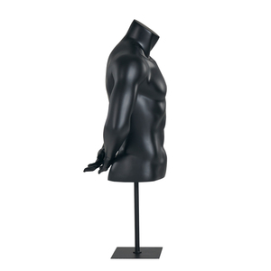 Maniquí Masculino de Medio Cuerpo, Negro, de Fibra de Vidrio, Económico, para Exhibición de Ropa - Product Image 4