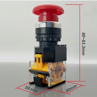 Interruptor de Botón Pulsador Tipo Hongo LA38A-11M de 22mm con LED Iluminado, 10A 250VAC, Interruptor de Parada de Emergencia Industrial de Latón
