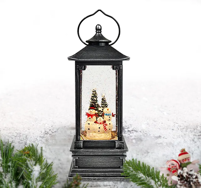 Creative lighted musical spinning water Snowman retro Table Decoration Christmas Snow Globe Lantern