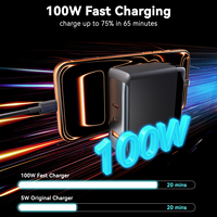 Adaptor Lipat 3-Port USB-C USB-A GaN 100W Pengisi Daya Cepat untuk MacBook Pro/Air iPad iPhone Galaxy S24
