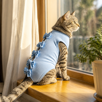Traje de recuperación para gatos después de cirugía, anti-lamido, postoperatorio, esterilizador, mono transpirable con lazos traseros