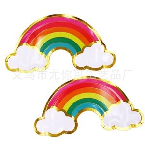Assiettes en papier en forme d'arc-en-ciel, découpées, décorations de table pour fête d'anniversaire, design 6 couleurs - Product Image 2
